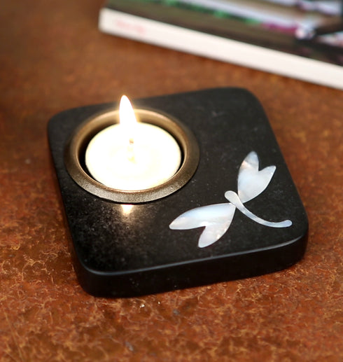 Tea Light Holder with Mother of Pearl Inlay